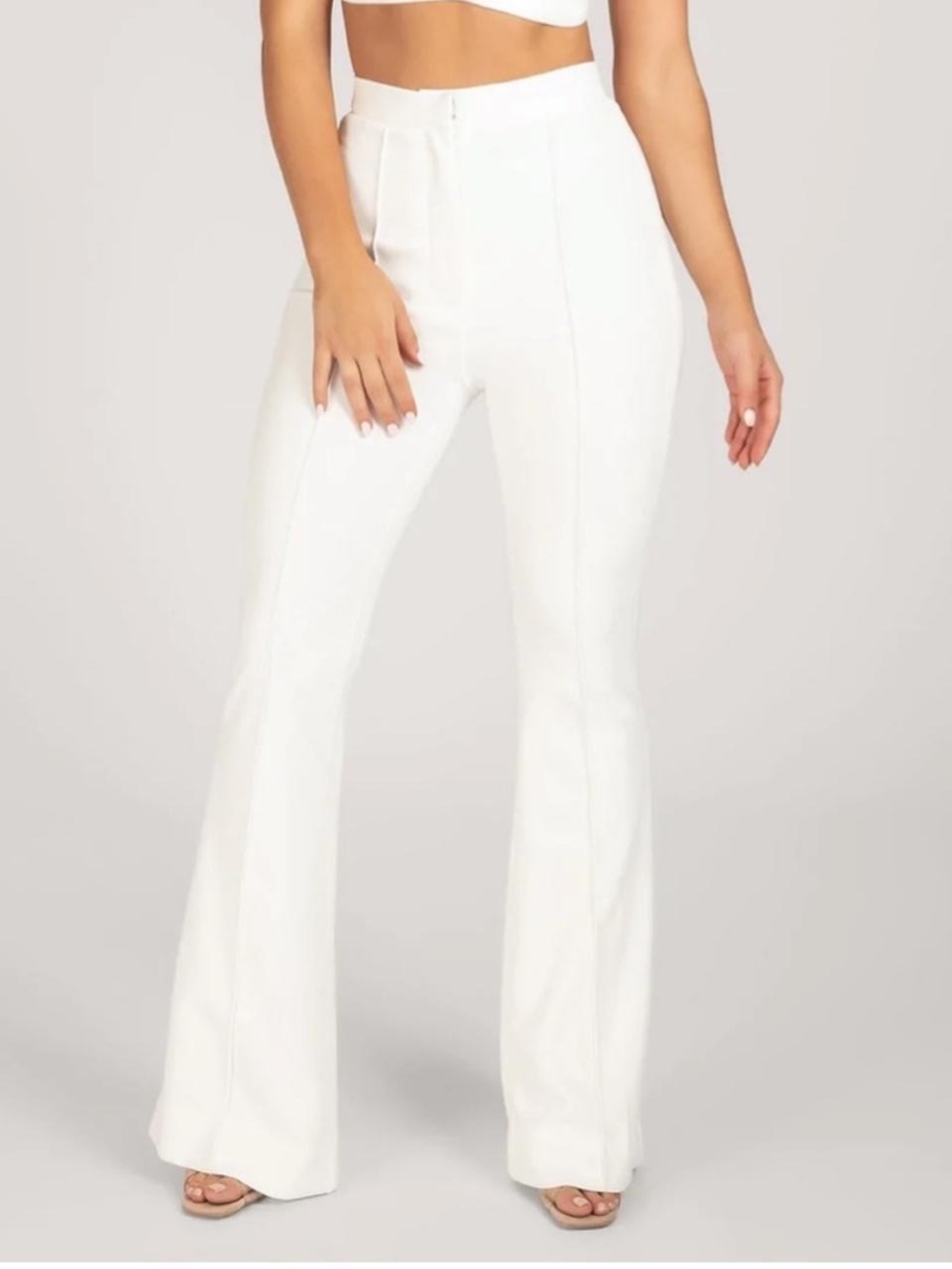 Meshki White Trousers wide leg high waisted